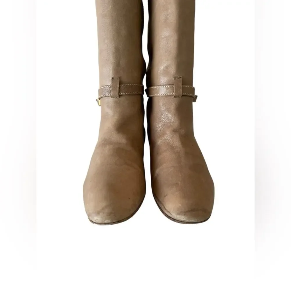 Chloé brown leather knee-high riding boots with a small ankle strap Sz:38.5